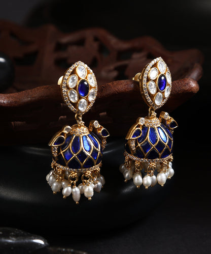 Swadha_Handcrafted_Pure_Silver_Kundan_Earrings_With_Semi_Precious_Stones_WeaverStory_01