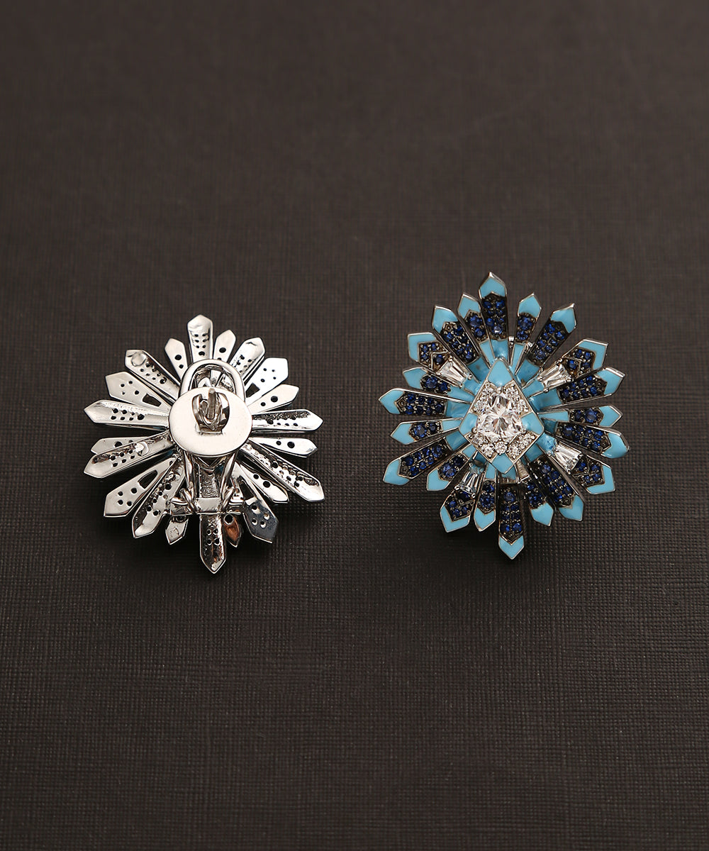 Hafsa_Earrings_With_Moissanite_Polki_And_Blue_Enamel_Handcrafted_In_Pure_Silver_WeaverStory_03