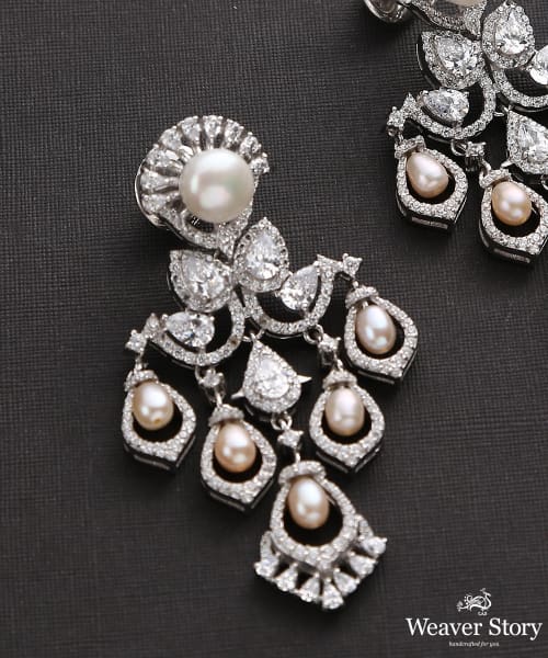 4-8.5mm Cultured Pearl and Diamond Chandelier Earrings with Removable Drops  in Sterling Silver | Ross-Simons