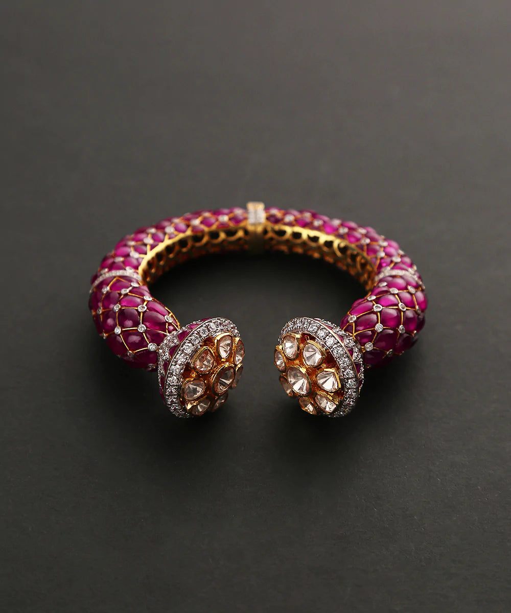 Musarrat_Handcrafted_Bangles_With_Moissanite_Polki_And_Ruby_In_Pure_Silver_WeaverStory_03
