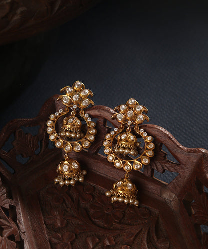 Jhamak_Earrings_with_Moissanite_Polki_Handcrafted_in_Pure_Silver_WeaverStory_01