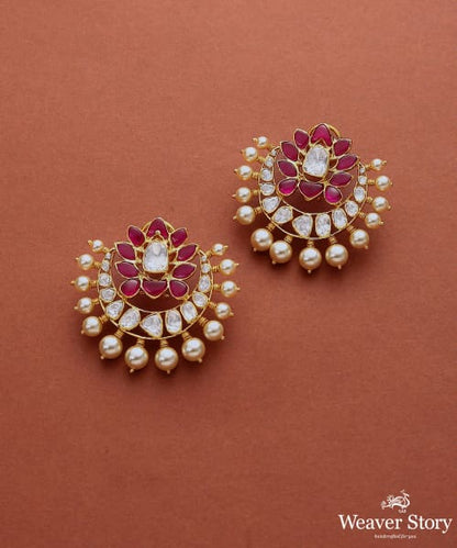 Meher_Handcrafted_Moissanite_Polki_Earrings_with_Pure_Silver_WeaverStory_02