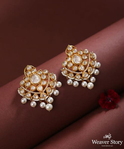 Sia_Pure_Silver_Handcrafted_with_Moissanite_Polki_Earring_WeaverStory_01
