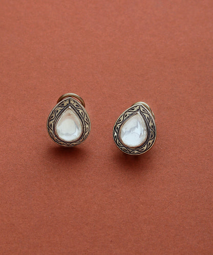 Ruhiya_Stud_Earrings_with_Moissanite_Polki_Crafted_in_Pure_Silver_WeaverStory_02