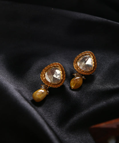 Laiba_Pure_Silver_Earrings_With_Moissanite_Polki_WeaverStory_01