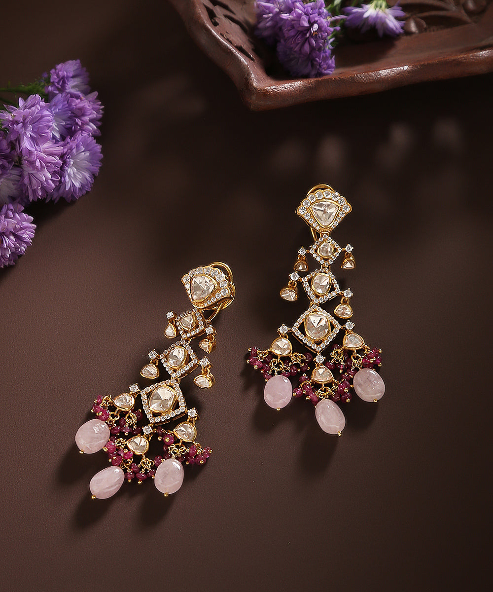 Jharna_Earrings_With_Moissanite_Polki_And_Ruby_In_Pure_Silver_WeaverStory_01