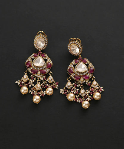Arunima_Moissanite_Polki_Earrings_Handcrafted_In_Pure_Silver_With_Ruby_WeaverStory_02