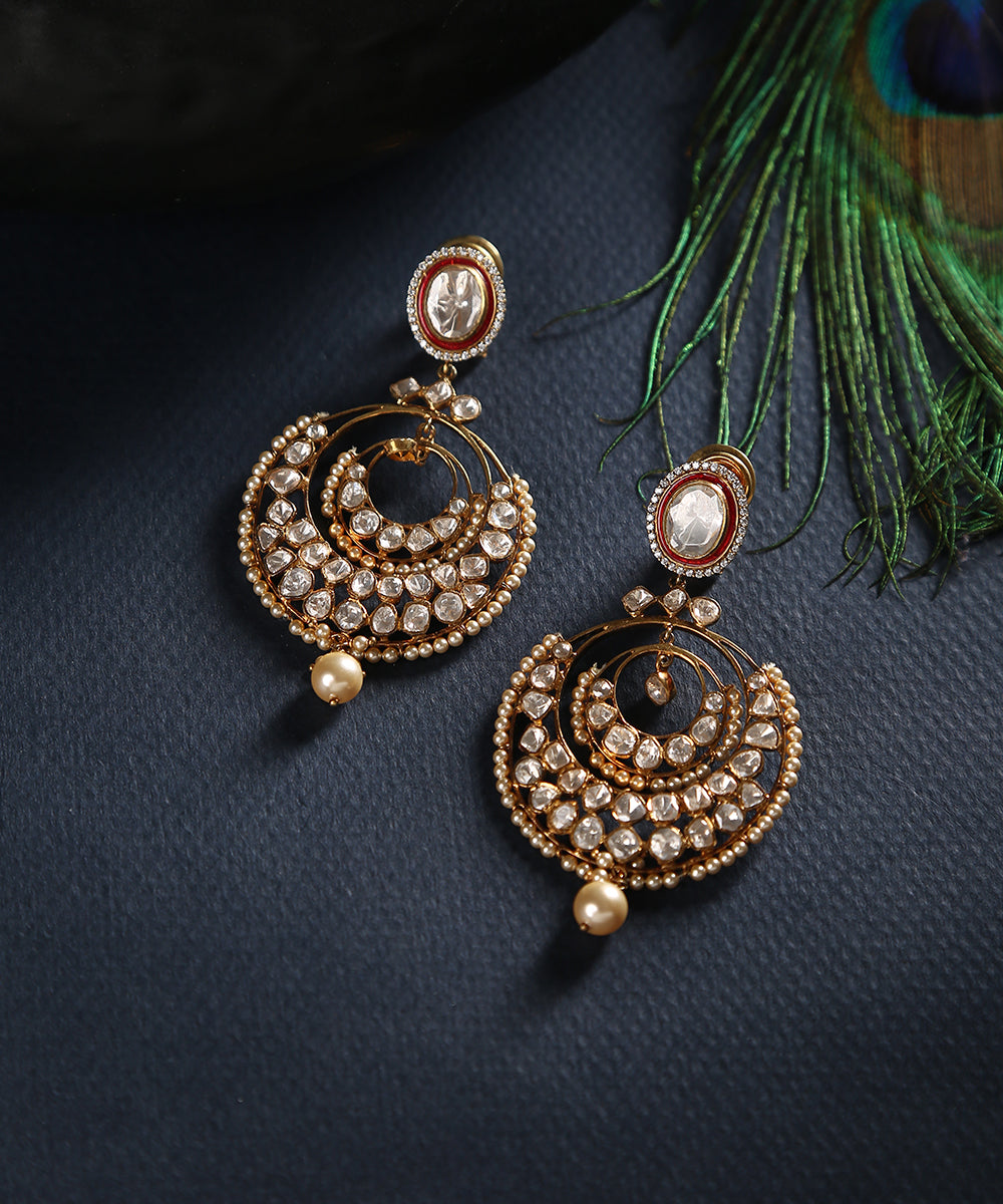 ChandChakor_Earrings_with_Moissanite_Polki_Crafted_in_Pure_Silver_WeaverStory_01