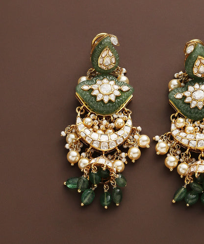 Basma_Moissanite_Polki_Earrings_Handcrafted_In_Pure_Silver_With_Emeralds_And_Pearls_WeaverStory_03