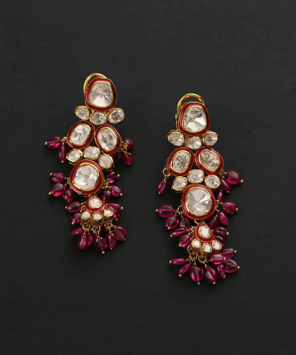 Abhaya_Handcrafted_Pure_Silver_Earrings_With_Moissanite_Polki_And_Ruby_WeaverStory_02