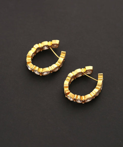 Moissanite_Polki_Gold_Plated_Pure_Silver_Hoops_WeaverStory_02