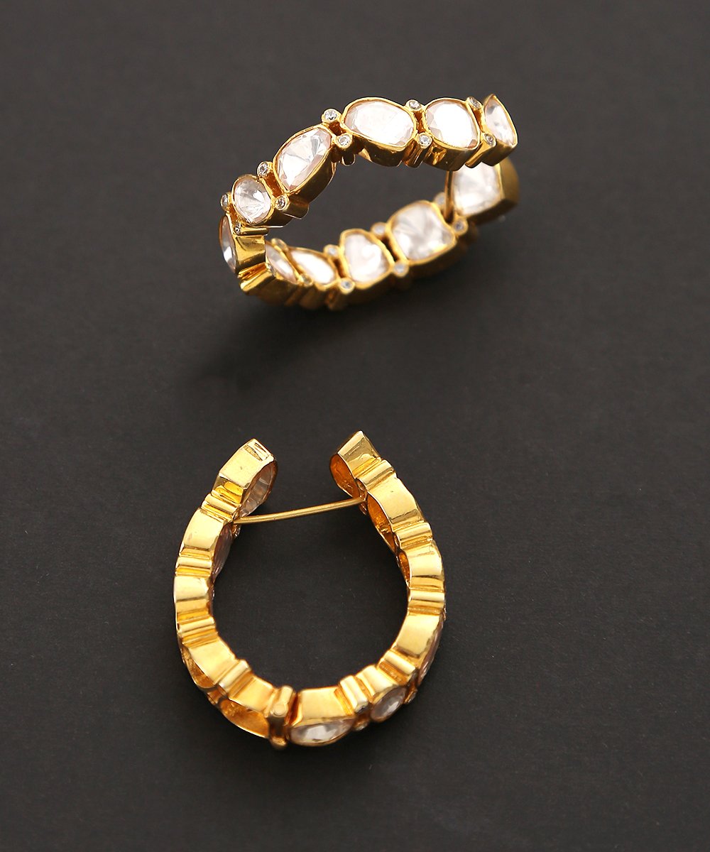 Moissanite_Polki_Gold_Plated_Pure_Silver_Hoops_WeaverStory_03