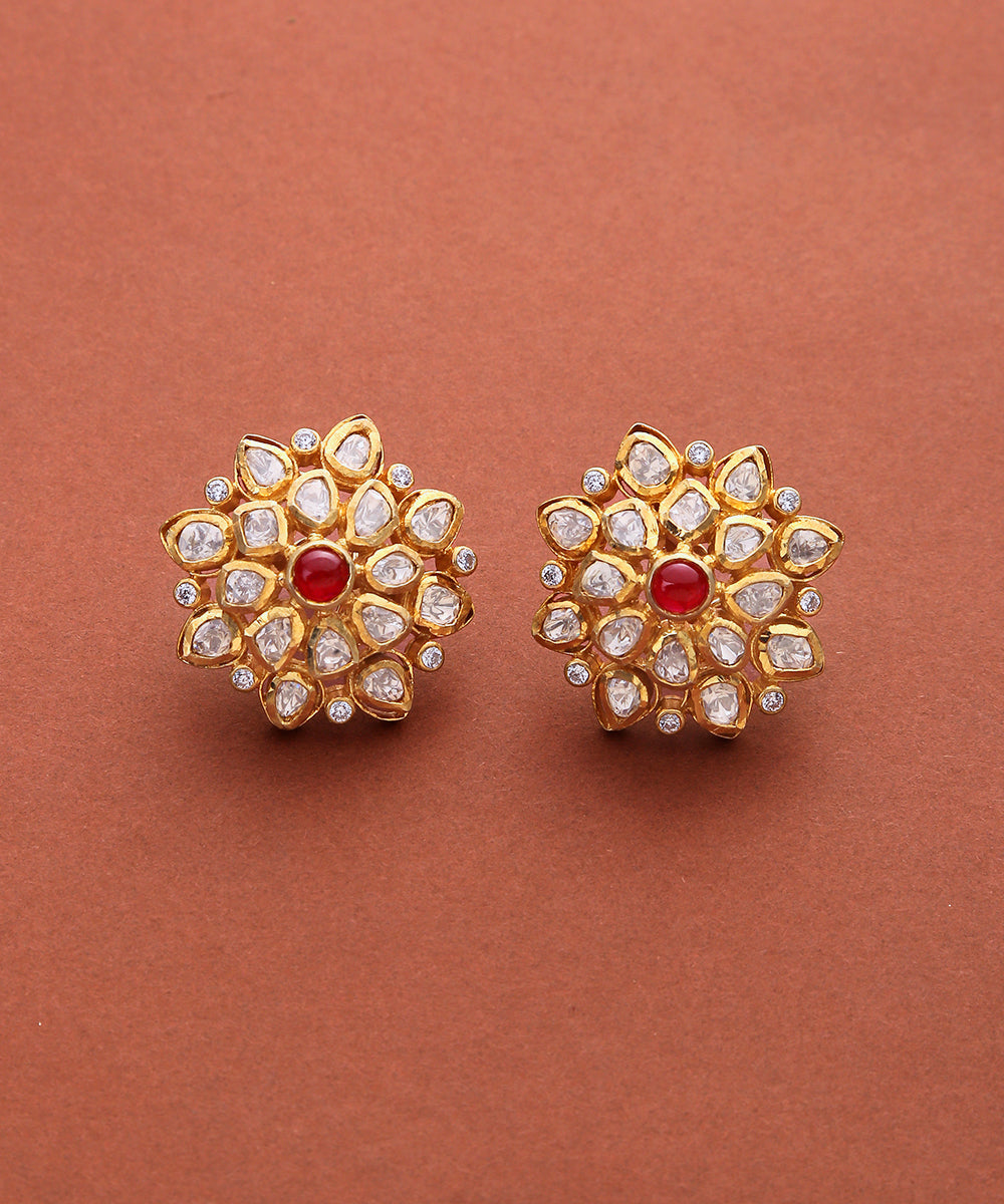 Ferozah_Studs_Handcrafted_with_Moissanite_Polki_and_Pure_Silver_WeaverStory_02