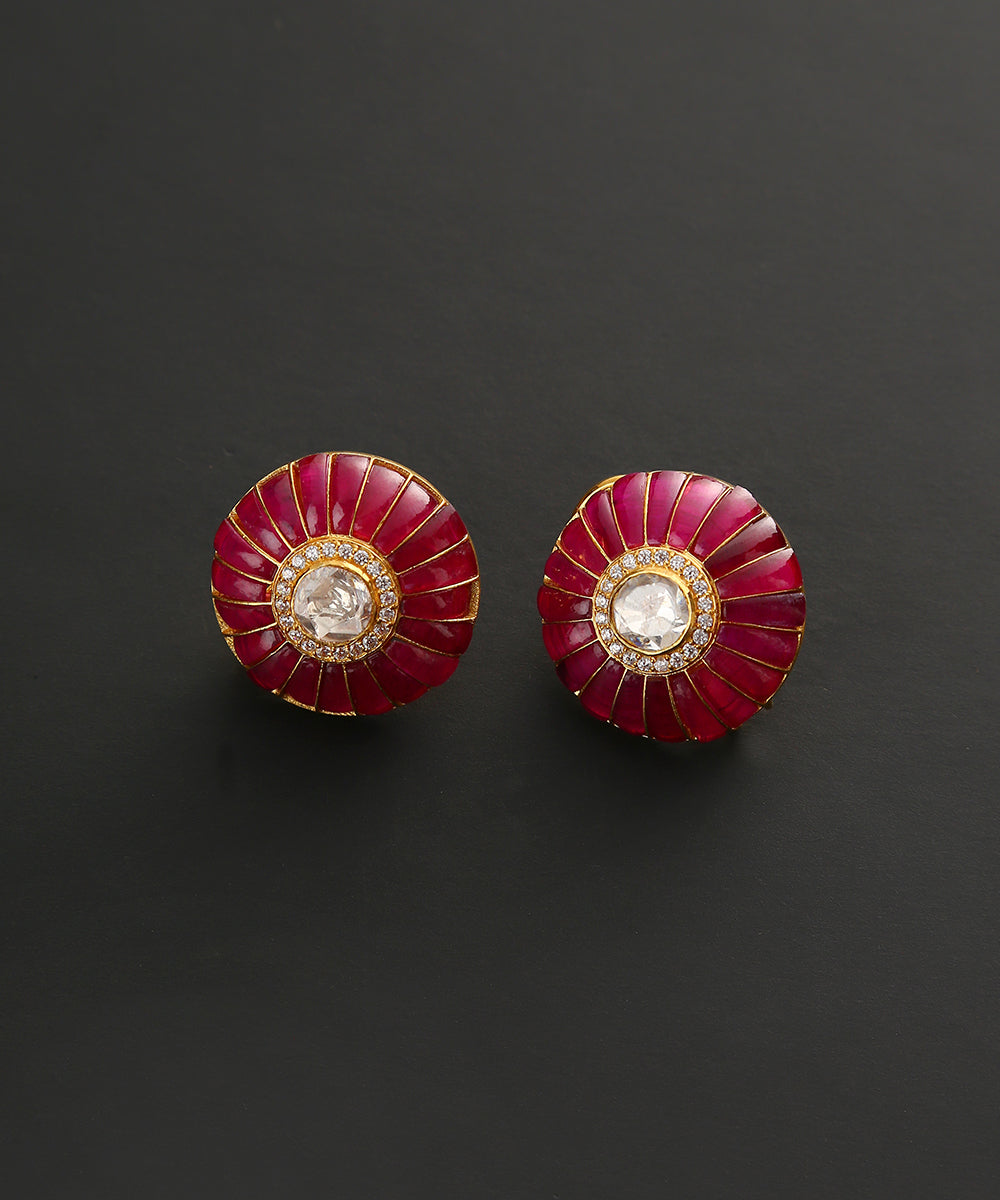 Nida_Pure_Silver_Studs_Handcarfted_With_Ruby_WeaverStory_02