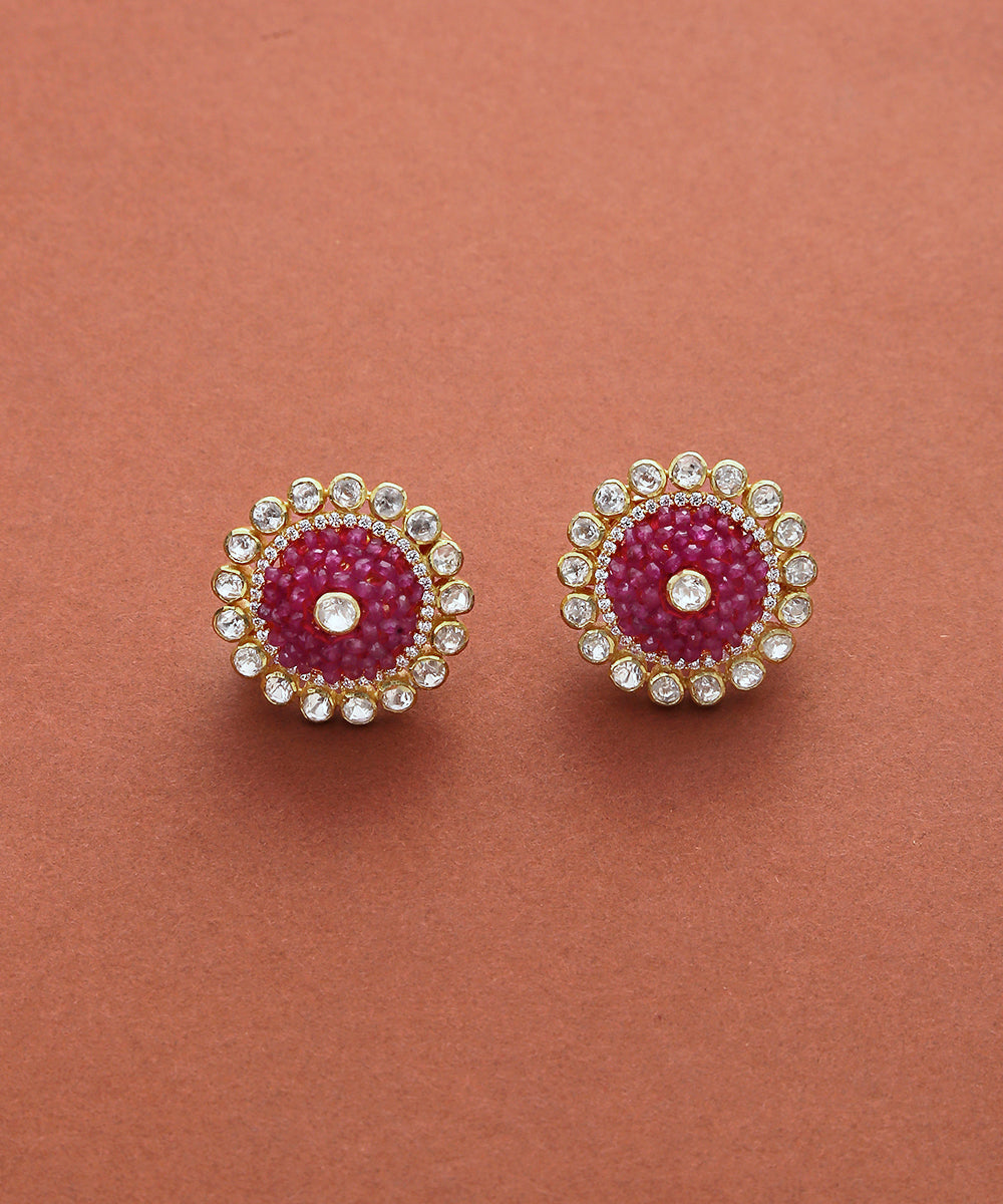 Sahiba_Moissanite_Polki_Handcrafted_Stud_Earring_With_Pure_Pure_Silver_WeaverStory_02