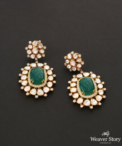 Patrani_Emerald_Green_Polki_Earrings_WeaverStory_02