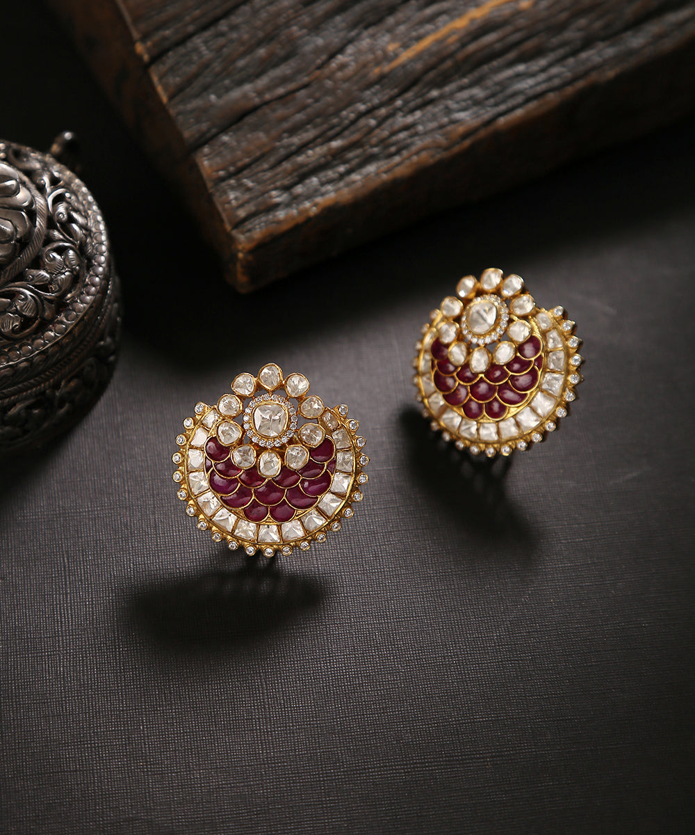 Buy 22k Yellow Gold Stud Earrings , Handmade Yellow Gold Earrings for Women,  Vintage Antique Design Indian Gold Earrings Jewelry, Gift for Women Online  in India - Etsy