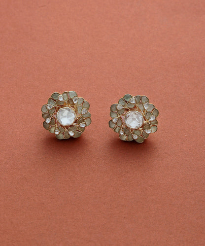 Ruhani_Stud_with_Moissanite_Polki_and_Pure_Silver_Earring_WeaverStory_02