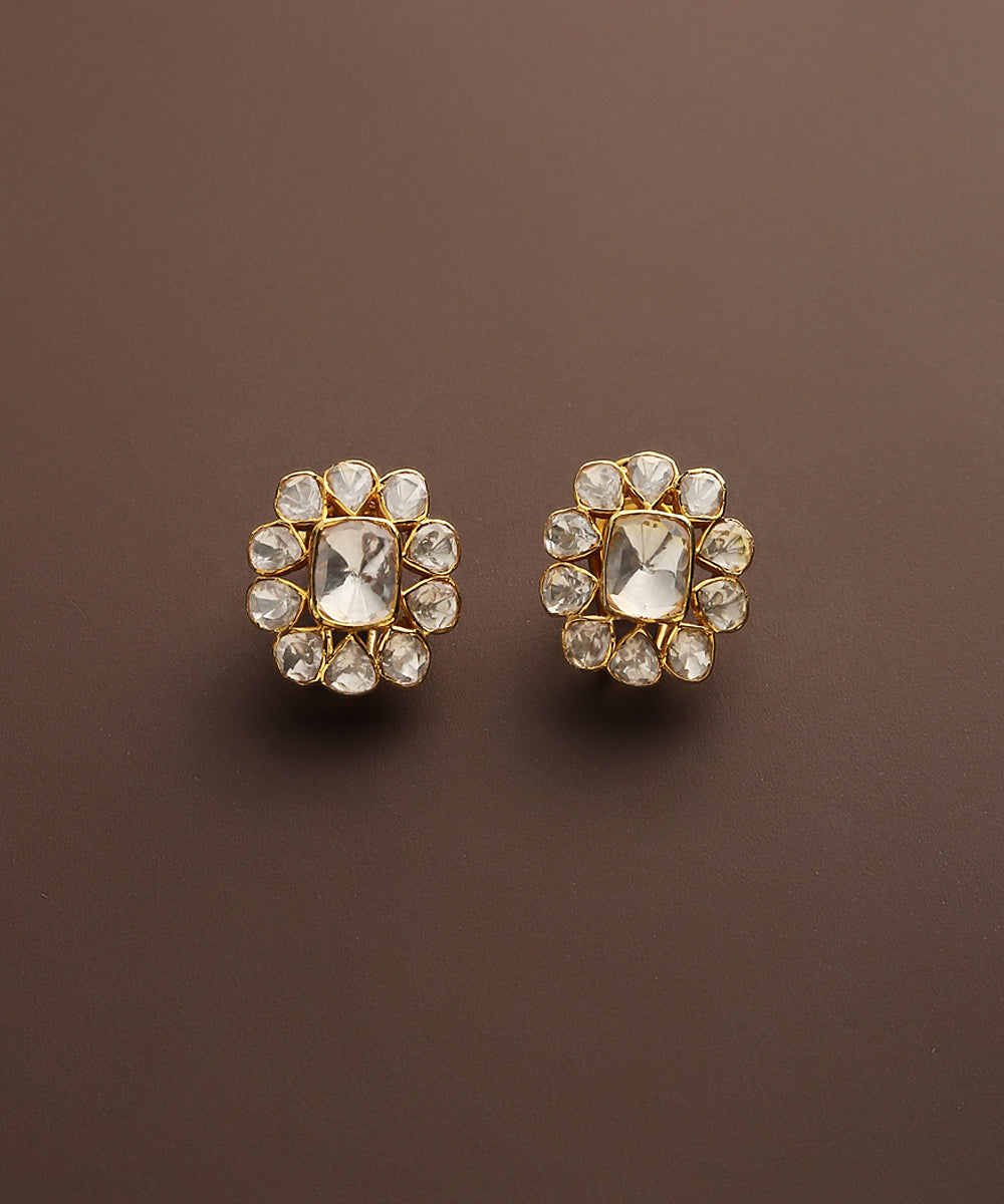 Gul_Pure_Silver_Studs_Handcrafted_With_Moissanite_Polki_WeaverStory_02