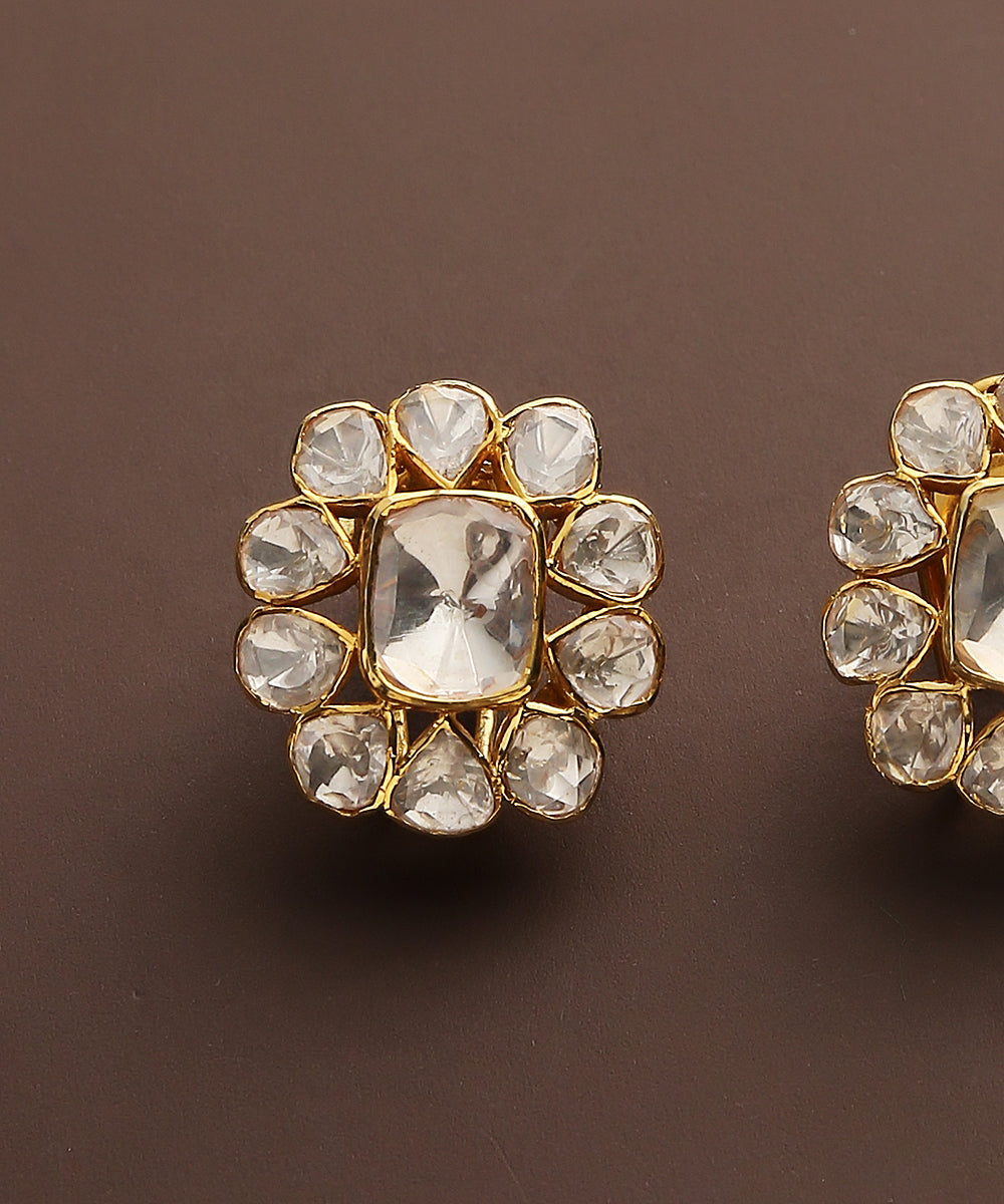 Gul_Pure_Silver_Studs_Handcrafted_With_Moissanite_Polki_WeaverStory_03
