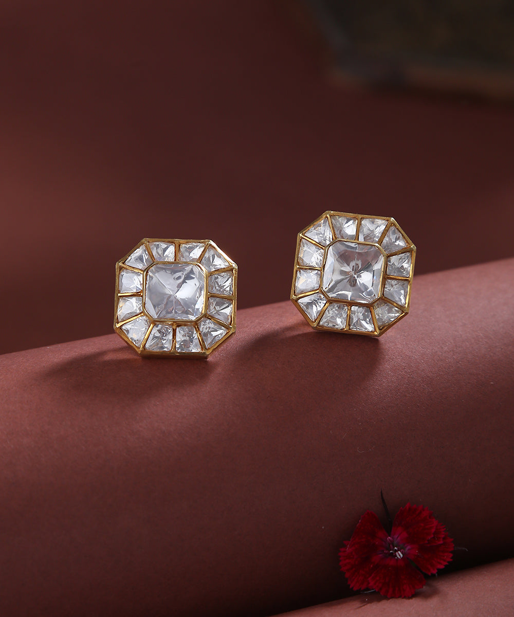 Saanjh_Handcrafted_Moissanite_Polki_with_Pure_Pure_Silver_Stud_Earring_WeaverStory_01