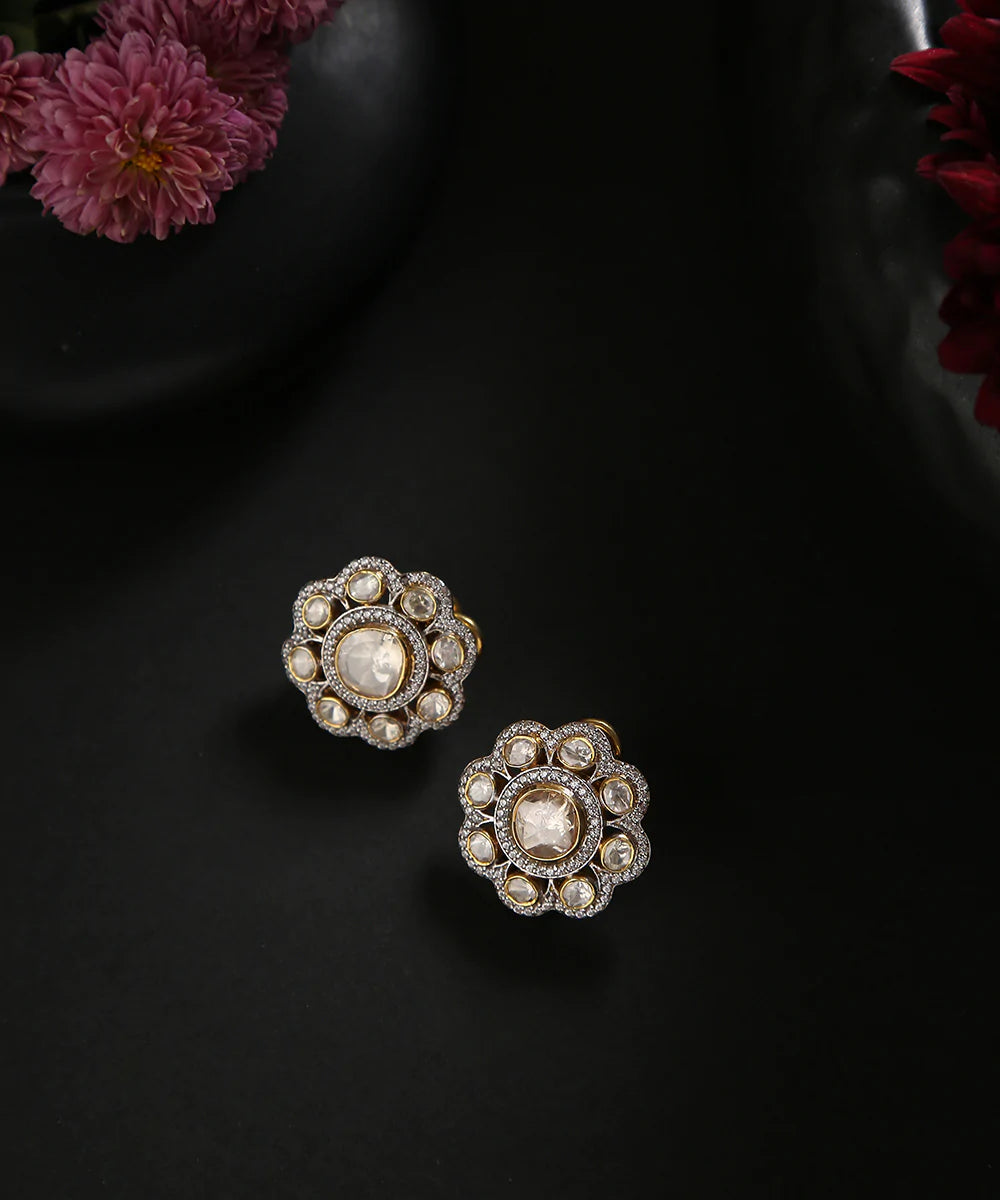 Gauhar_Moissanite_Polki_Studs_Handcrafted_In_Pure_Silver_WeaverStory_01