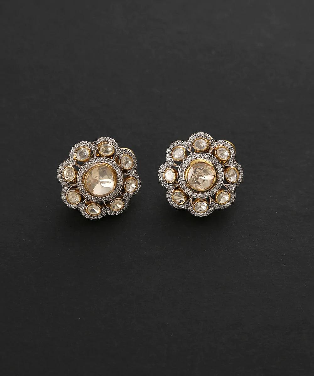 Gauhar_Moissanite_Polki_Studs_Handcrafted_In_Pure_Silver_WeaverStory_02