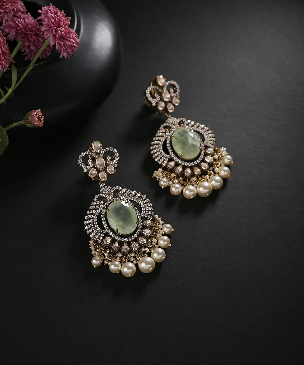 Aadhish_Handcrafted_Pure_Silver_Earrings_With_Swarovski_And_Moissanite_Polki_WeaverStory_01
