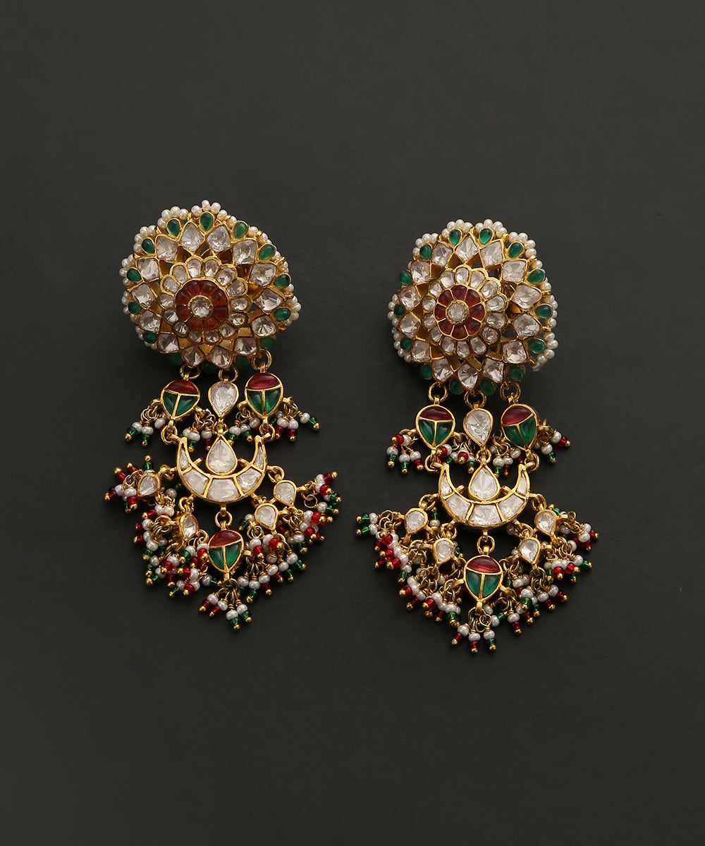 Aarizah_Earrings_With_Moissanite_Polki,_Pearls_And_Stones_Handcrafted_in_Pure_Silver_WeaverStory_02