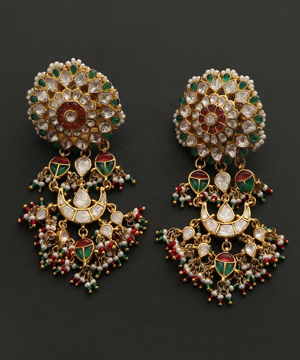 Aarizah_Earrings_With_Moissanite_Polki,_Pearls_And_Stones_Handcrafted_in_Pure_Silver_WeaverStory_03
