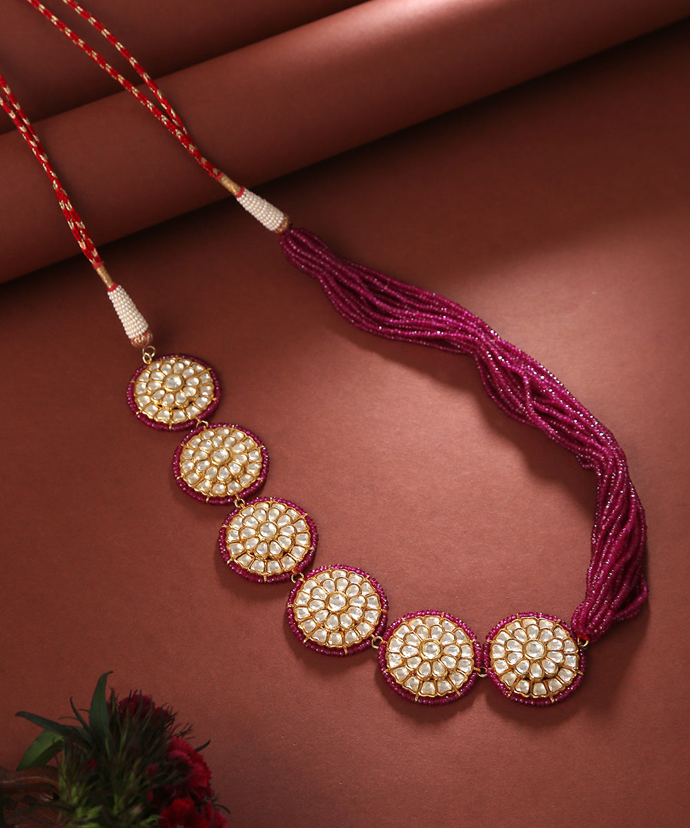 Tulsi_Polki_Necklace_with_Pure_Silver_WeaverStory_01