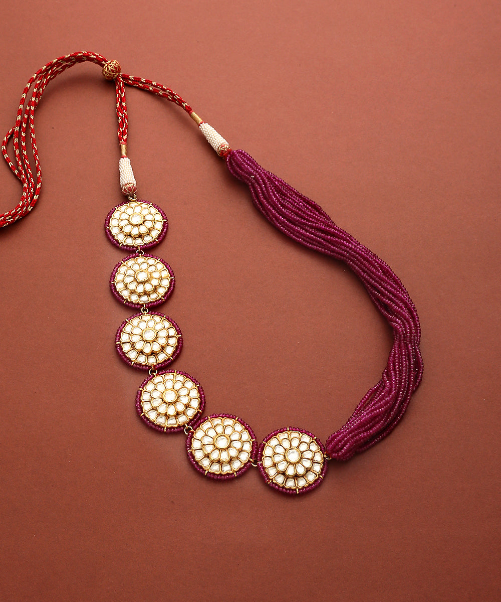 Tulsi_Polki_Necklace_with_Pure_Silver_WeaverStory_02