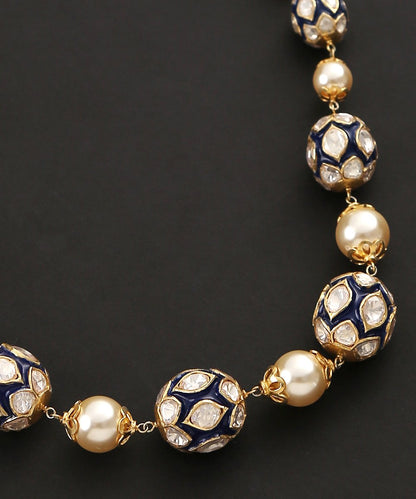 Handcrafted_Pure_Silver_Matarmala_with_Blue_Enamel_and_Pearl_and_Moissanite_Polkis_WeaverStory_03