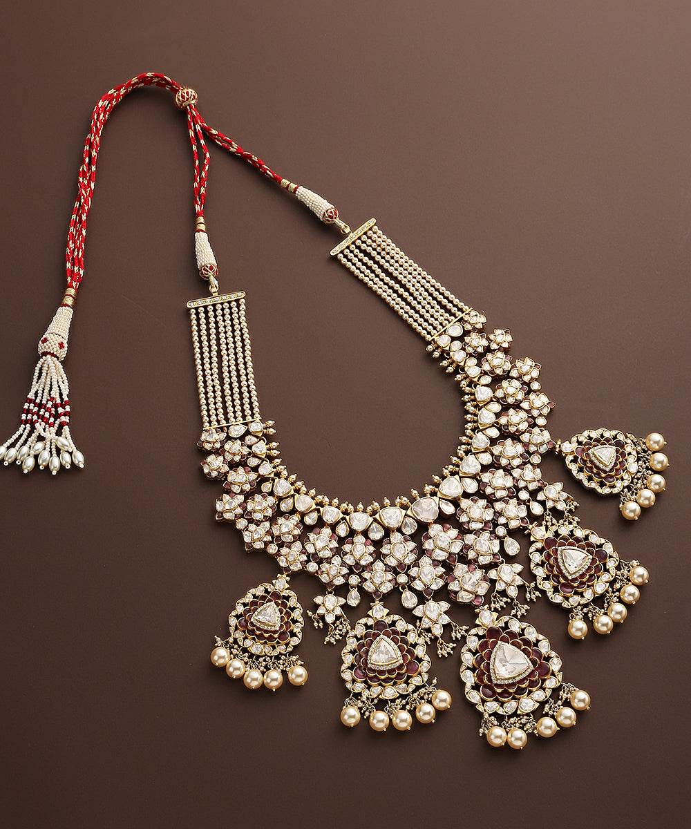Dhruvi_Pure_Silver_Necklace_Handcrafted_With_Moissanite_Polki_And_Pearls_WeaverStory_02