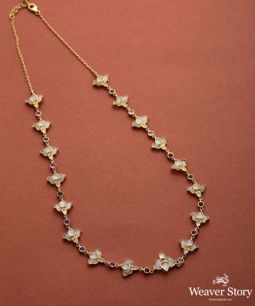 Advika_Polki_Necklace_with_Pure_Silver_WeaverStory_02