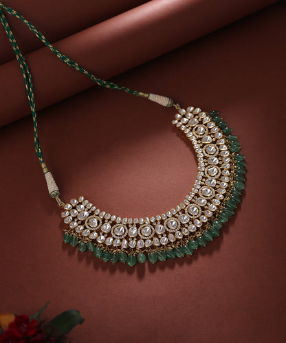 Abha_Pure_Silver_Handcrafted_Necklace_with_Moissanite_Polki_WeaverStory_01
