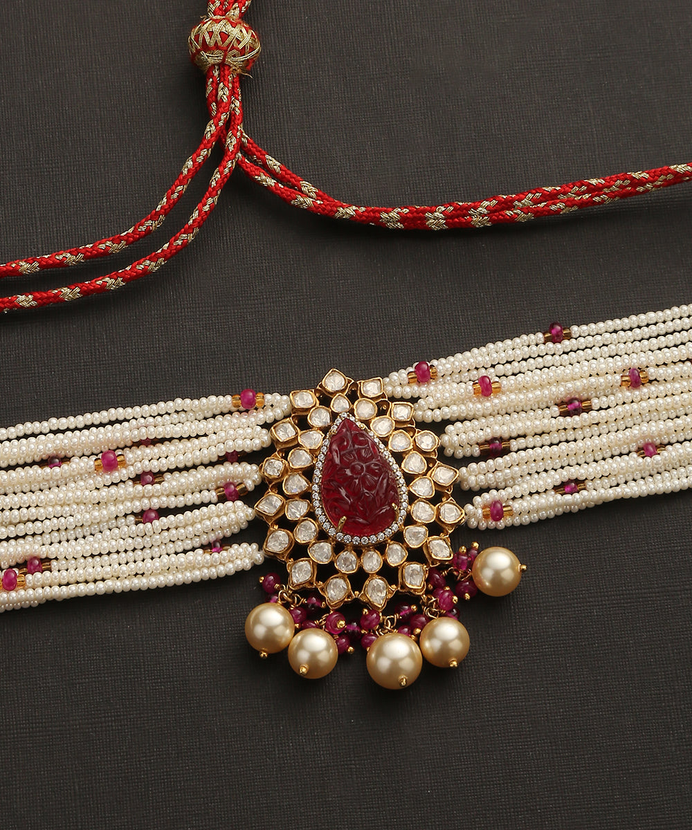 Alvia_Handcrafted_Pure_Silver_Necklace_With_Ruby_And_Pearls_WeaverStory_03