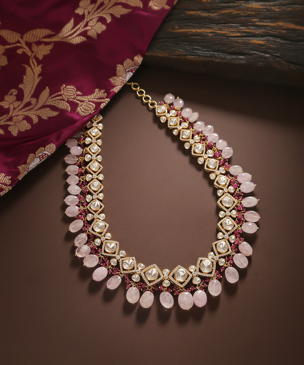 Jharna_Necklace_With_Moissanite_Polki_And_Ruby_In_Pure_Silver_WeaverStory_01