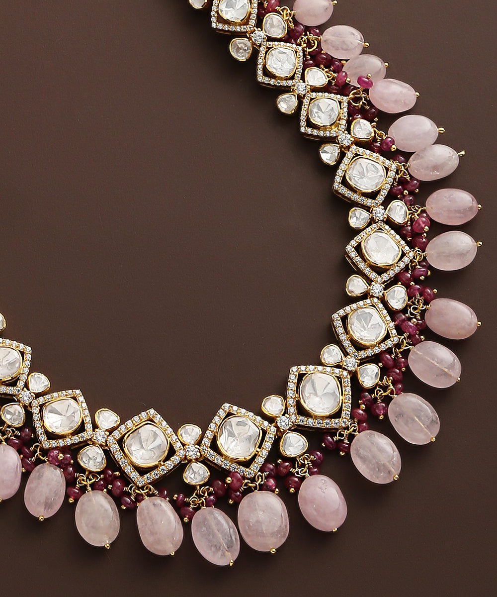 Jharna_Necklace_With_Moissanite_Polki_And_Ruby_In_Pure_Silver_WeaverStory_03