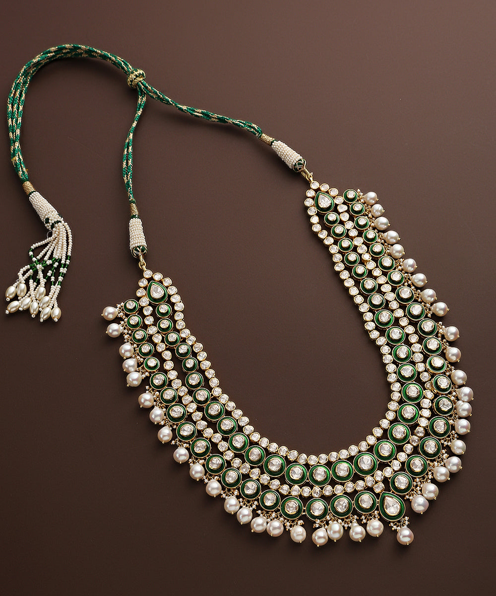 Basma_Moissanite_Polki_Necklace_With_Pearls_And_Emeralds_WeaverStory_02