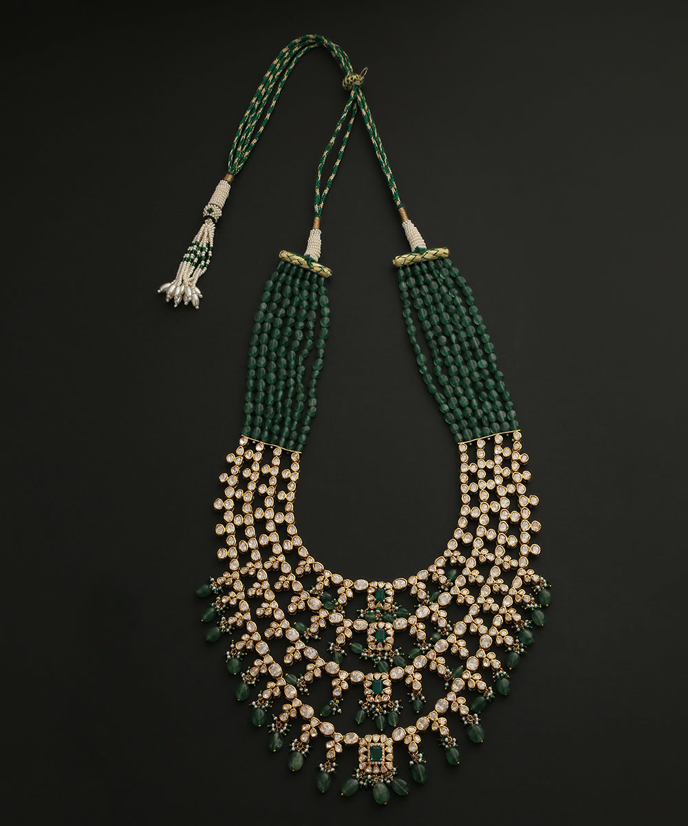 Yasmin_Handcrafted_Pure_Silver_Necklace_With_Moissanite_Polki_And_Emeralds_WeaverStory_02