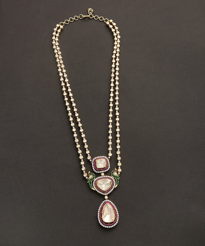 Aabhas_Handcrafted_Pure_Silver_Necklace_With_Moissanite_Polki_And_Pearls_WeaverStory_02