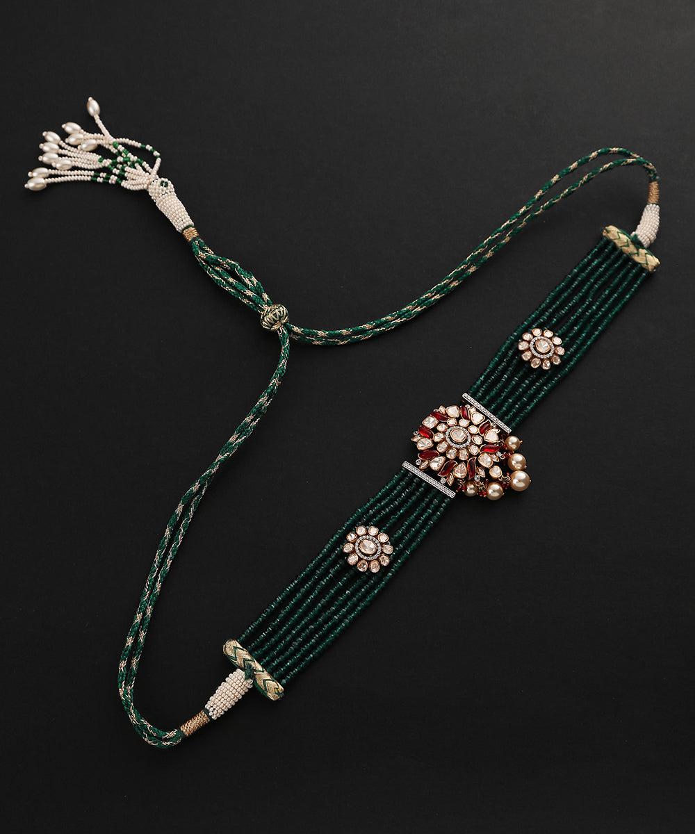 Brinda_Moissanite_Polki_Necklace_Handcrafted_In_Pure_Silver_With_Pearls_And_Emeralds_WeaverStory_02