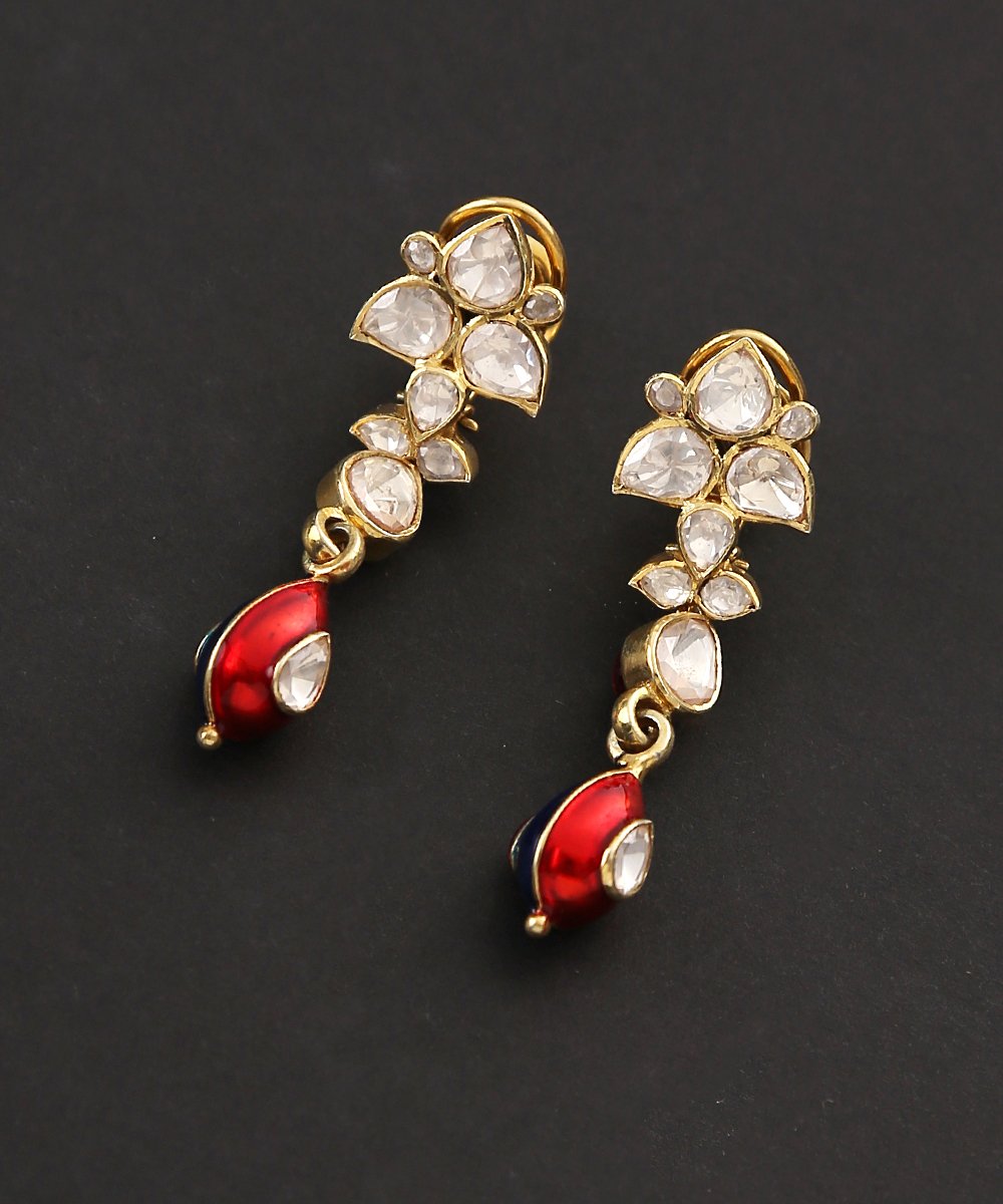 Jigar_Red_Polki_Earrings_Crafted_with_Pure_Silver_WeaverStory_02