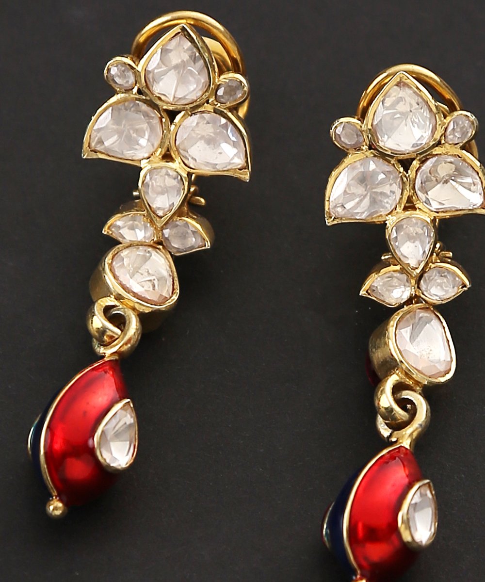 Jigar_Red_Polki_Earrings_Crafted_with_Pure_Silver_WeaverStory_03