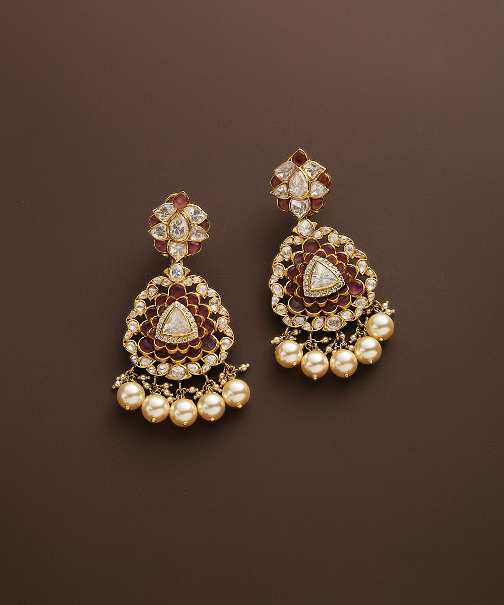 Dhruvi_Pure_Silver_Earrings_Handcrafted_With_Moissanite_Polki_And_Pearls_WeaverStory_02