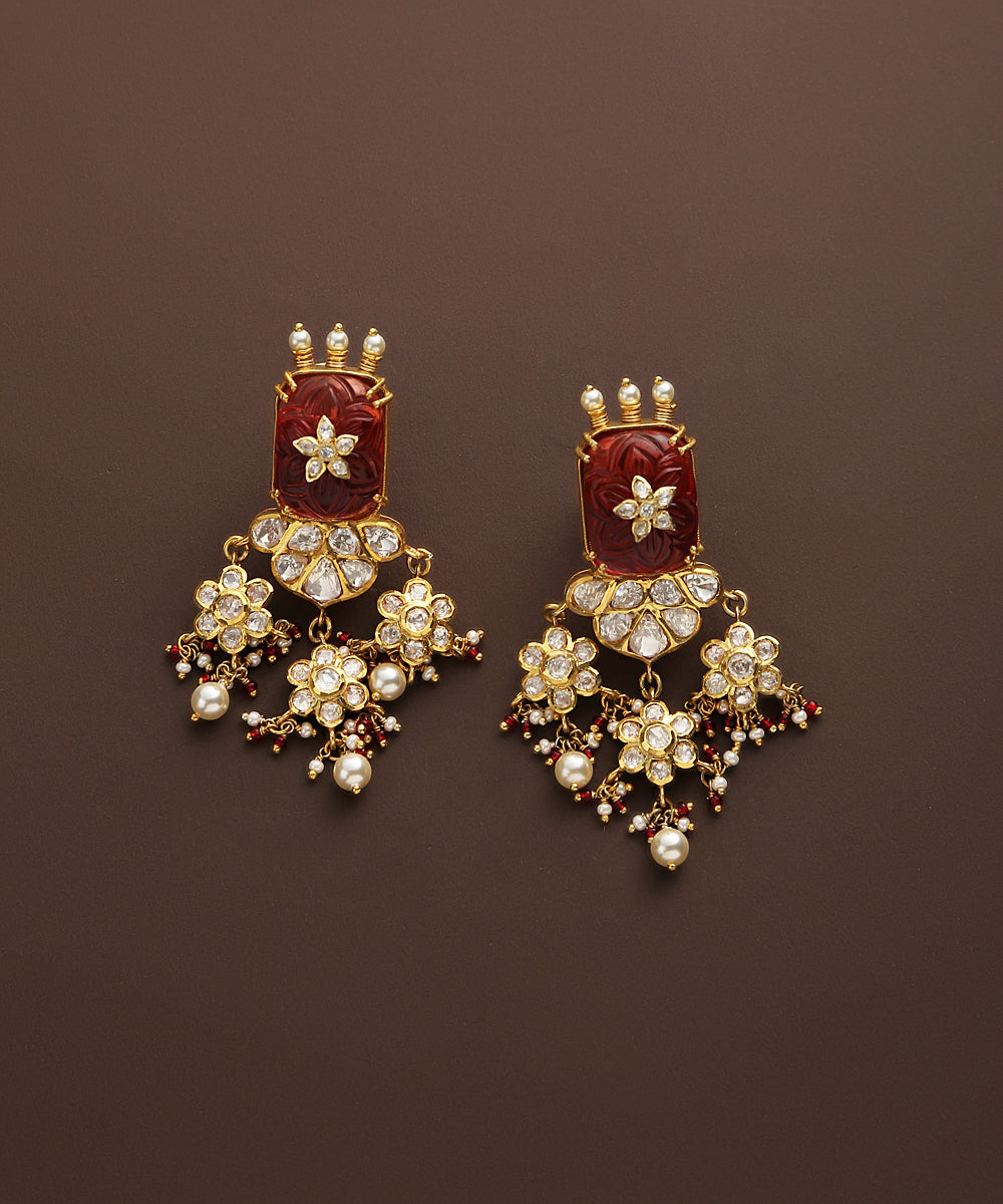Aashi_Moissanite_Polki_Pure_Silver_Earrings_With_Ruby_And_Pearls_WeaverStory_02