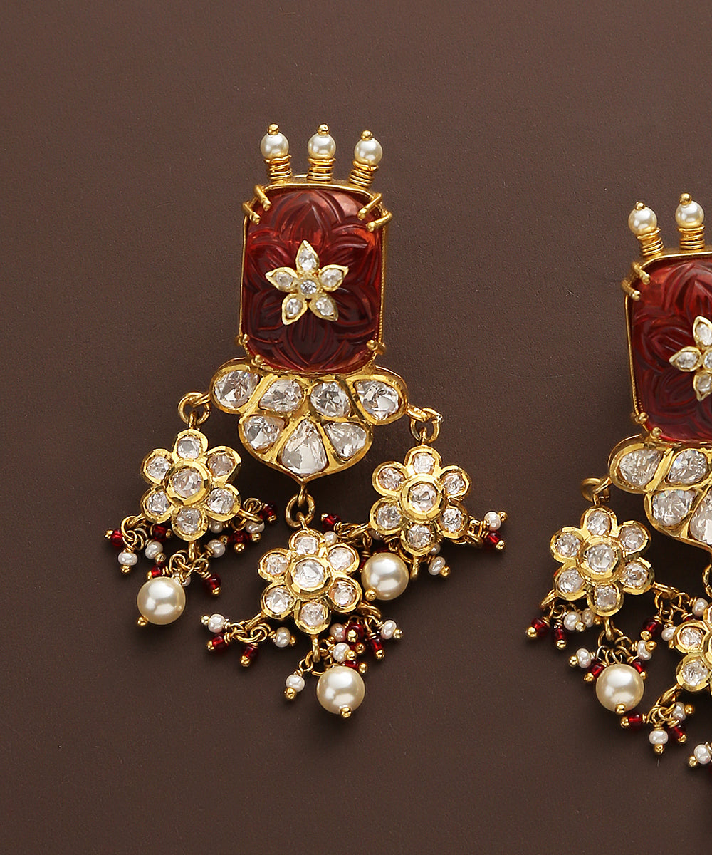 Aashi_Moissanite_Polki_Pure_Silver_Earrings_With_Ruby_And_Pearls_WeaverStory_03