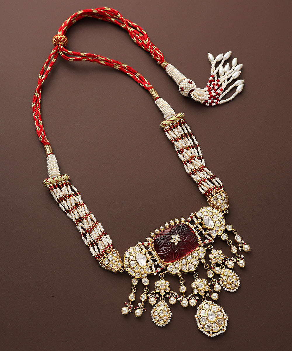 Aashi_Moissanite_Polki_Pure_Silver_Necklace_Set_With_Ruby_And_Pearls_WeaverStory_03