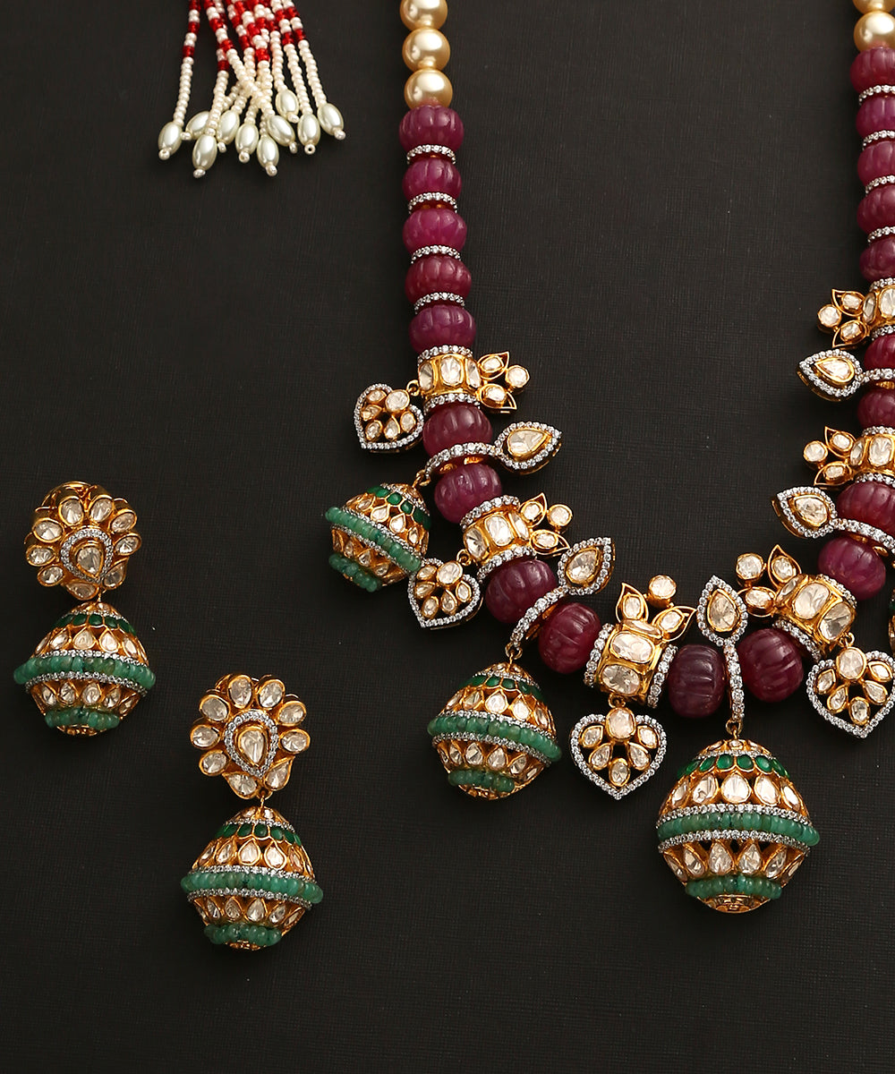 Ashna_Necklace_Set_With_Moissanite_Polki_And_Semi_Precious_Stones_Handcrafted_In_Pure_Silver_WeaverStory_03